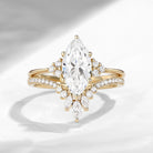 Classic Style Marquise Cut Lab Diamond Cluster Engagement Ring Set 2pcs