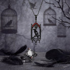 Unique Gothic Style Long Hexagon Moissanite See Through Inspired Black Gold Jewelry Sets - 'Caged Bird' Jewelry Box