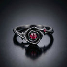 Minimalist Nature Inspired Round Lab Ruby 'Thorns & Roses' Twisted Engagement Ring
