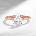 1.0-2.0ct Pear Cut Lab Diamond Solitaire Engagement Ring