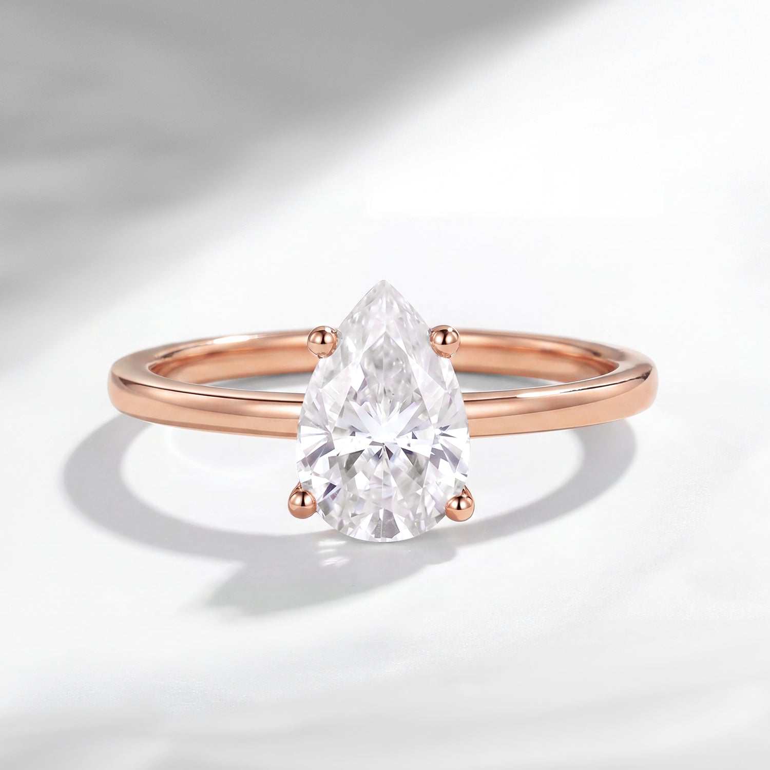 1.0-2.0ct Pear Cut Lab Diamond Solitaire Engagement Ring