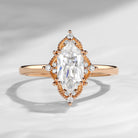 Vintage Inspired - 18K Dutch Marquise Cut Moissanite Vintage Marquise Engagement Ring
