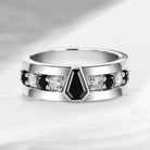 King's Scepter - Unique Coffin Cut Black Diamond Wedding Band For Men