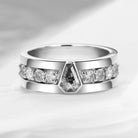 King's Scepter - Unique Coffin Cut Herkimer Diamond Wedding Band
