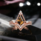 Cluster Kite Cut Natural Smokey Quartz Chevron Bridal Set 2pcs