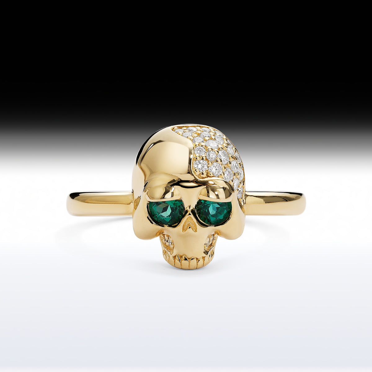 'Sleepy Skull' - Memento Mori Skull Birthstone Engagement Ring