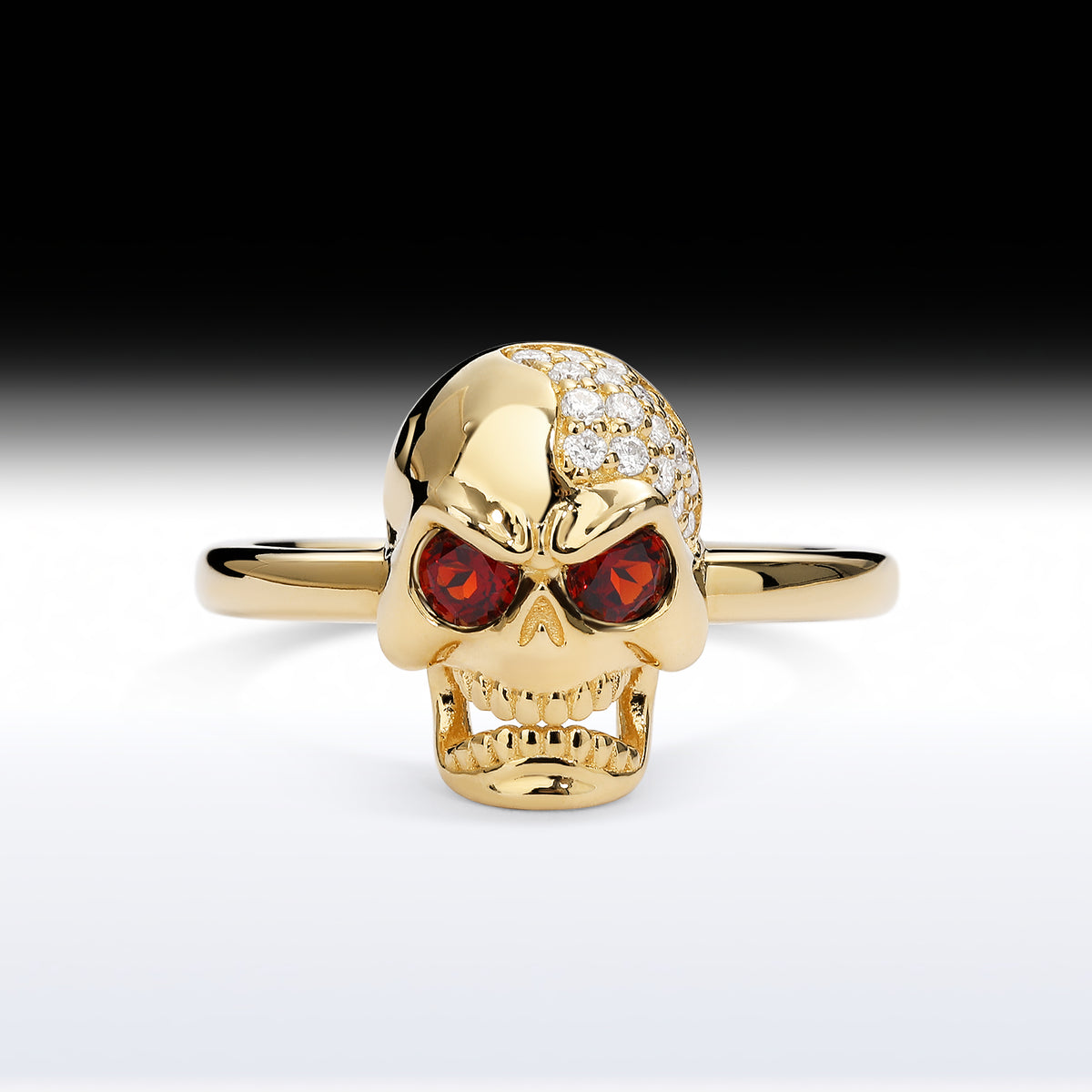 'Angry Skull' - Memento Mori Skull Birthstone Engagement Ring