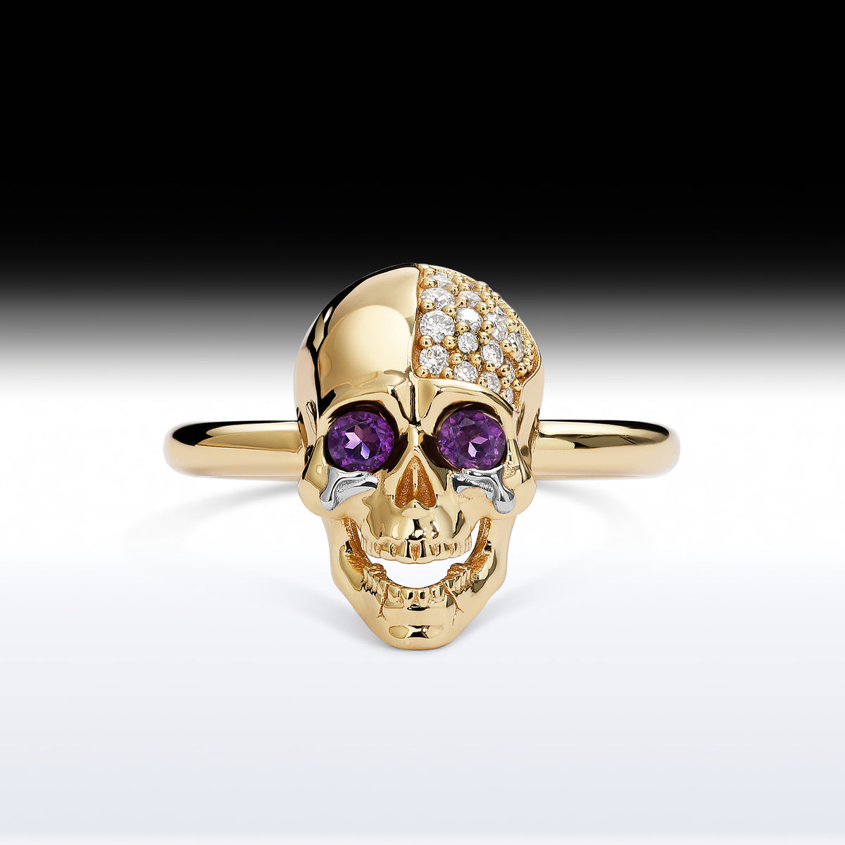 'LOL Skull' - Memento Mori Skull Birthstone Engagement Ring