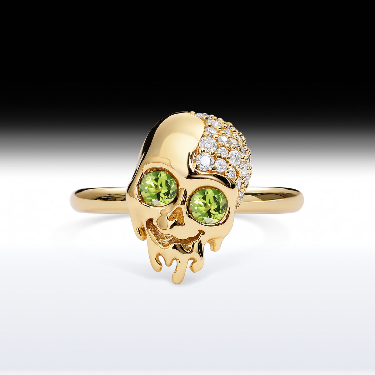'Melting Skull' - Memento Mori Skull Birthstone Engagement Ring