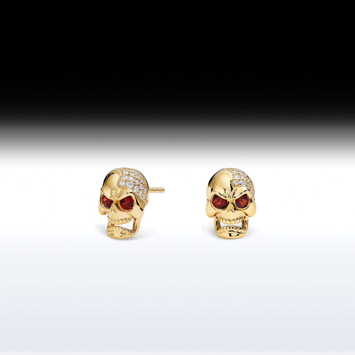 'Angry Skull' - Memento Mori Skull Birthstone Earring
