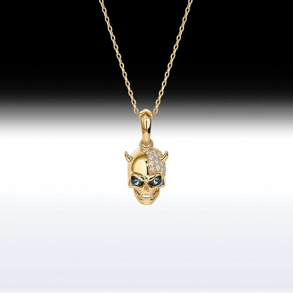 'Devil Skull' - Memento Mori Skull Birthstone Necklace