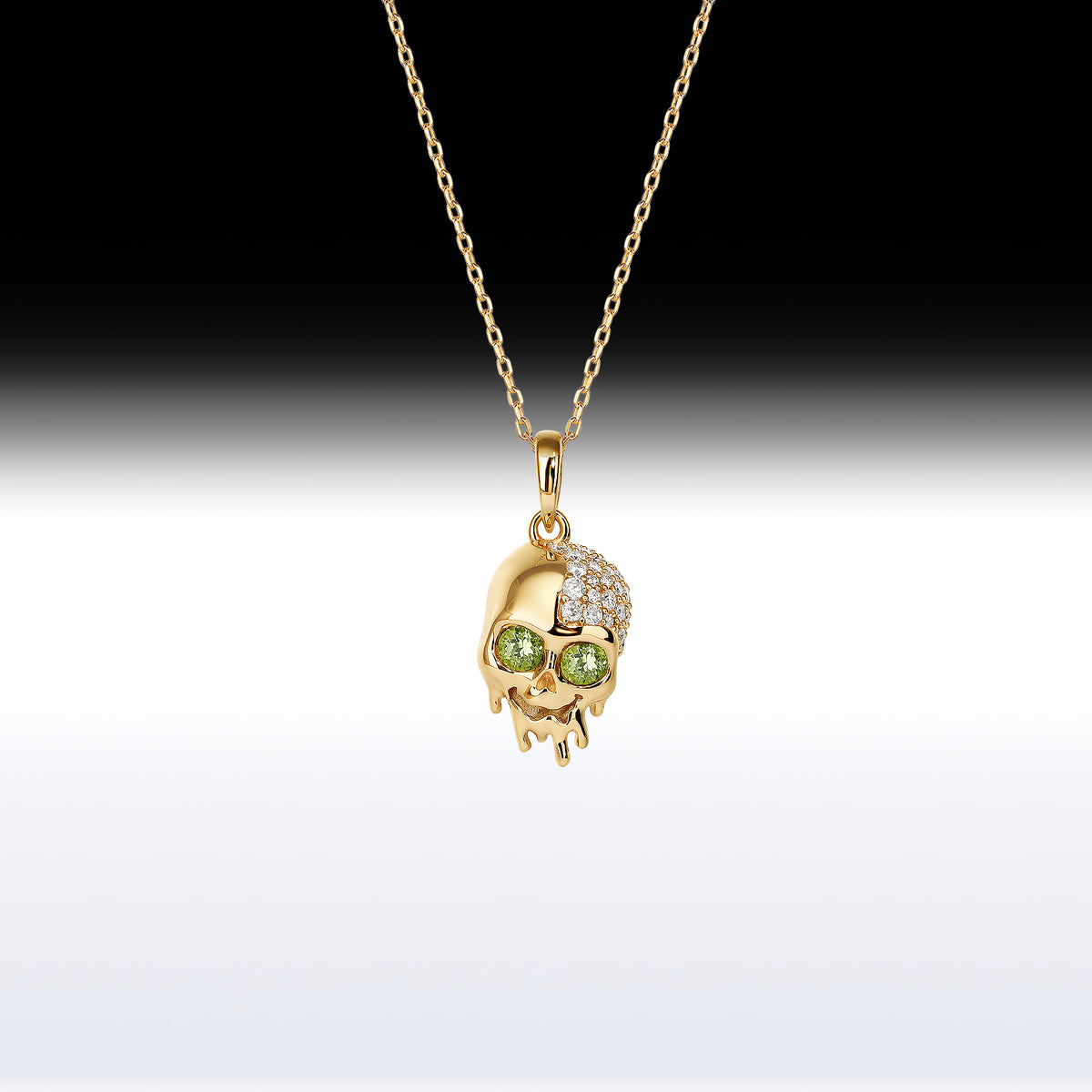 'Melting Skull' - Memento Mori Skull Birthstone Necklace