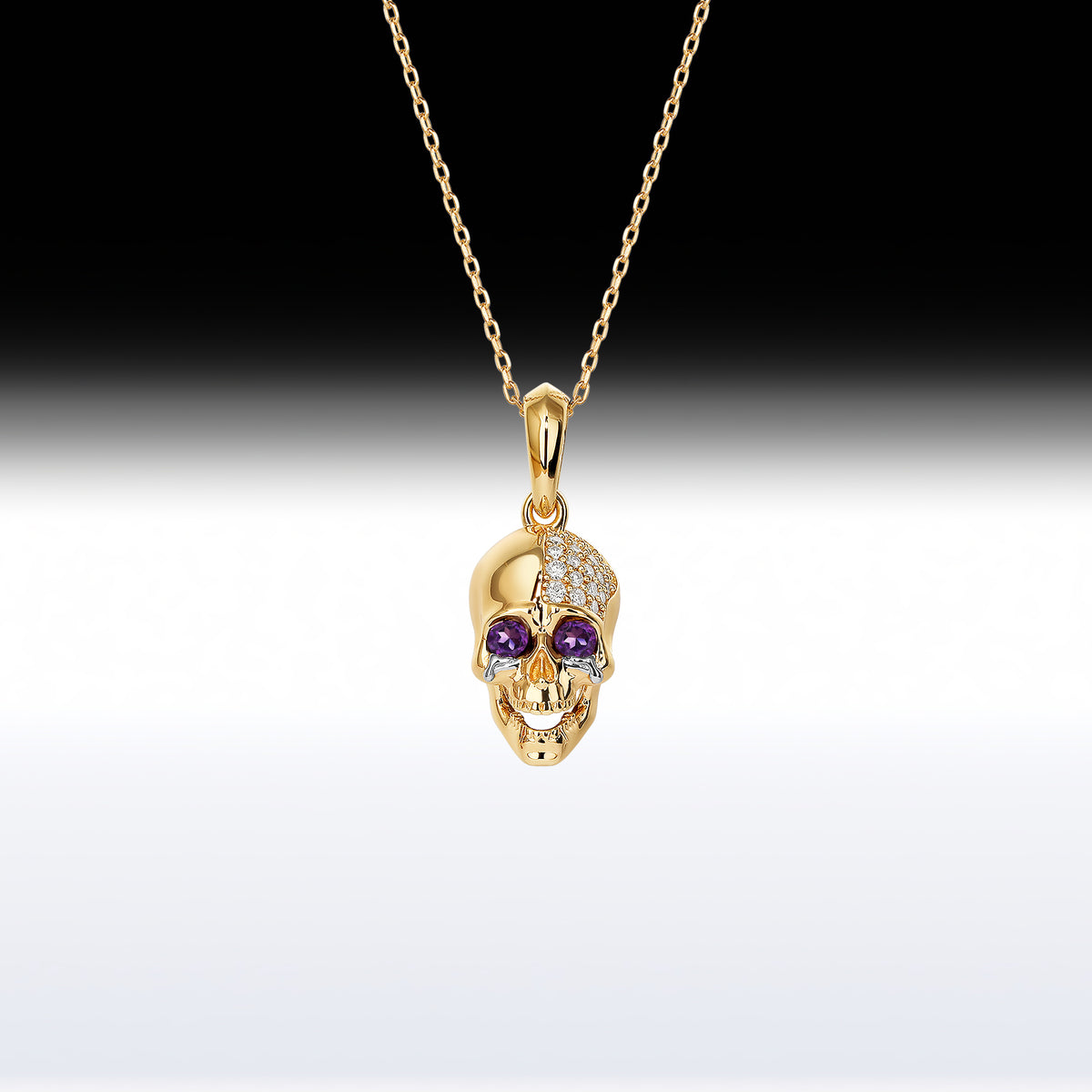 'LOL Skull' - Memento Mori Skull Birthstone Necklace
