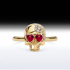 'Skull in Love' - Memento Mori Skull Birthstone Engagement Ring