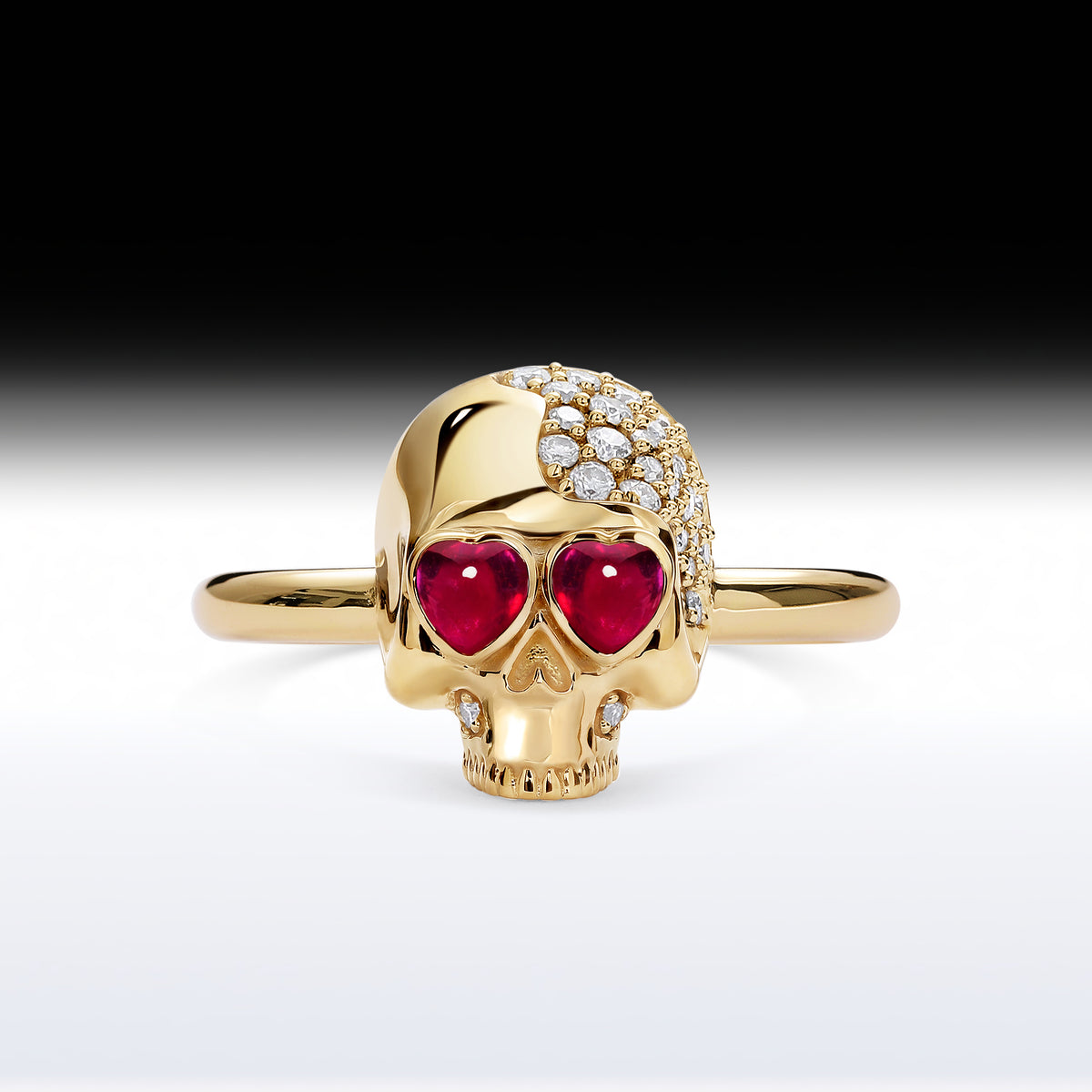 'Skull in Love' - Memento Mori Skull Birthstone Engagement Ring