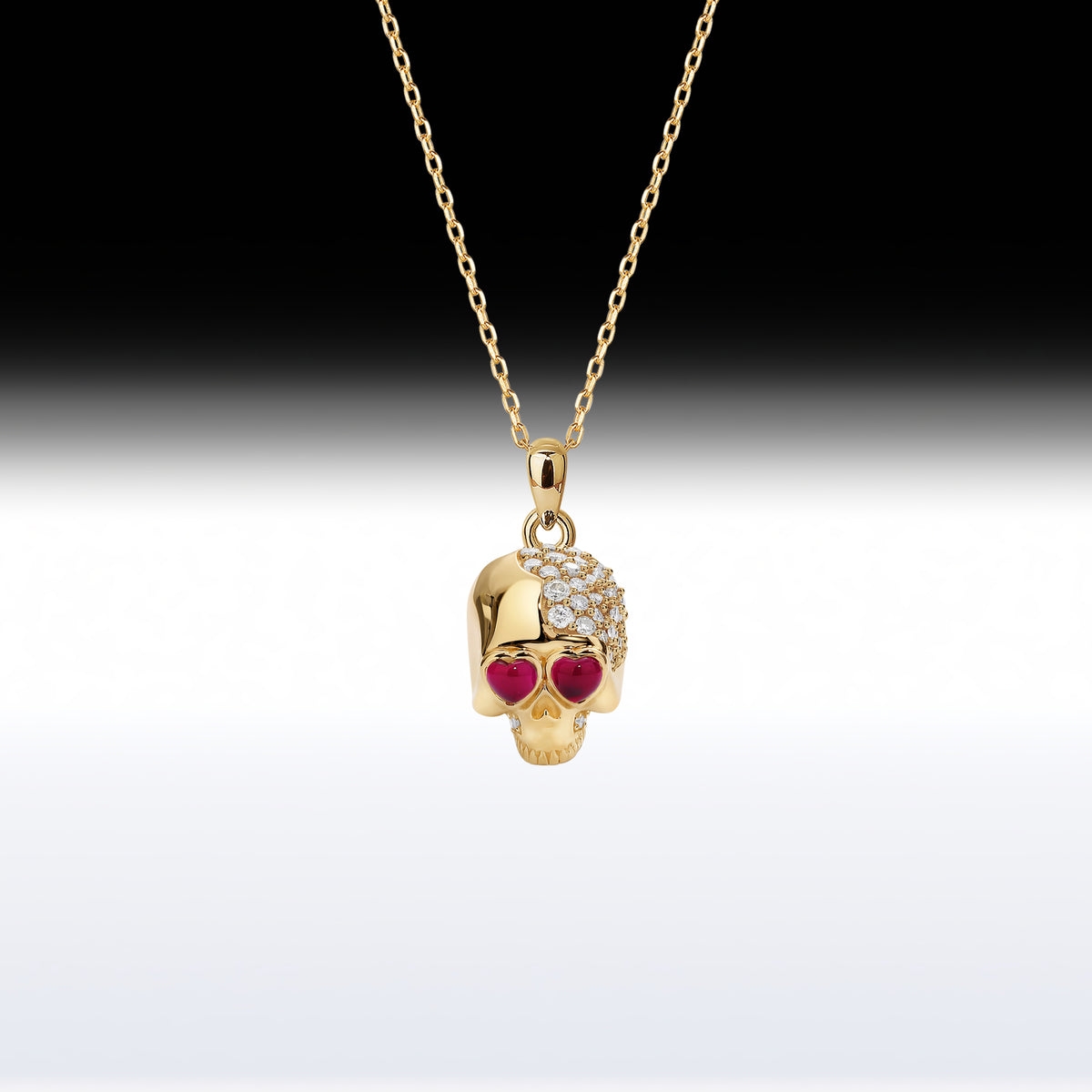 'Skull in Love' - Memento Mori Skull Birthstone Necklace