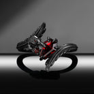 The Raven - Gothic Coffin Cut Natural Garnet Engagement Ring with Feather-Textured Band