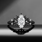 Gothic Inspired Marquise Moissanite Black Gold Infinity Engagement Ring - Night Court