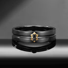 Unique Rectangular Cut Natural Salt & Pepper Diamond Classic Two-Tone Wedding Band