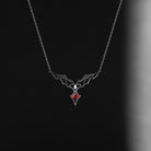Unique Gothic Kite Cut Garnet Dark Elegance Bat Wing Necklace