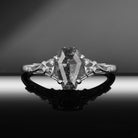 Bat Ring - Gothic Coffin Cut Salt & Pepper Diamond Engagement Ring with Hidden Bat Gallery