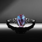 Bat Ring - Gothic Coffin Cut Lab Alexandrite Engagement Ring with Hidden Bat Gallery
