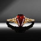 Bat Ring - Gothic Coffin Cut Red Garnet Engagement Ring with Hidden Bat Gallery