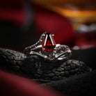 Serpent's Embrace - Gothic Coffin Cut Red Garnet Two-Tone Twist Bridal Set