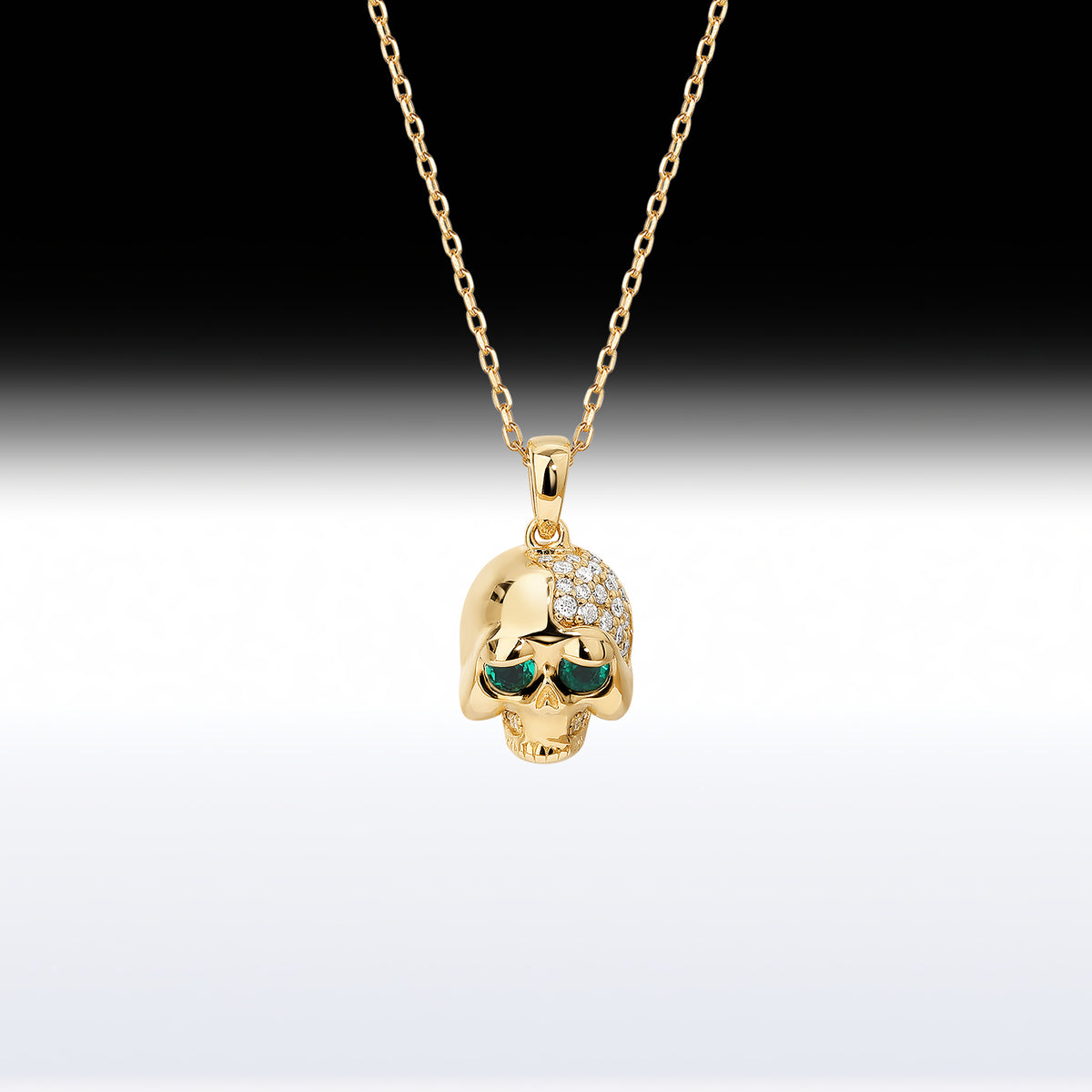 'Sleepy Skull' - Memento Mori Skull Birthstone Necklace