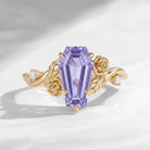 'A Rose Is A Rose Is A Rose' - Nature Inspired Coffin Lab Lavender Sapphire Romantic Rose Flower Engagement Ring with Rose-inspired Band
