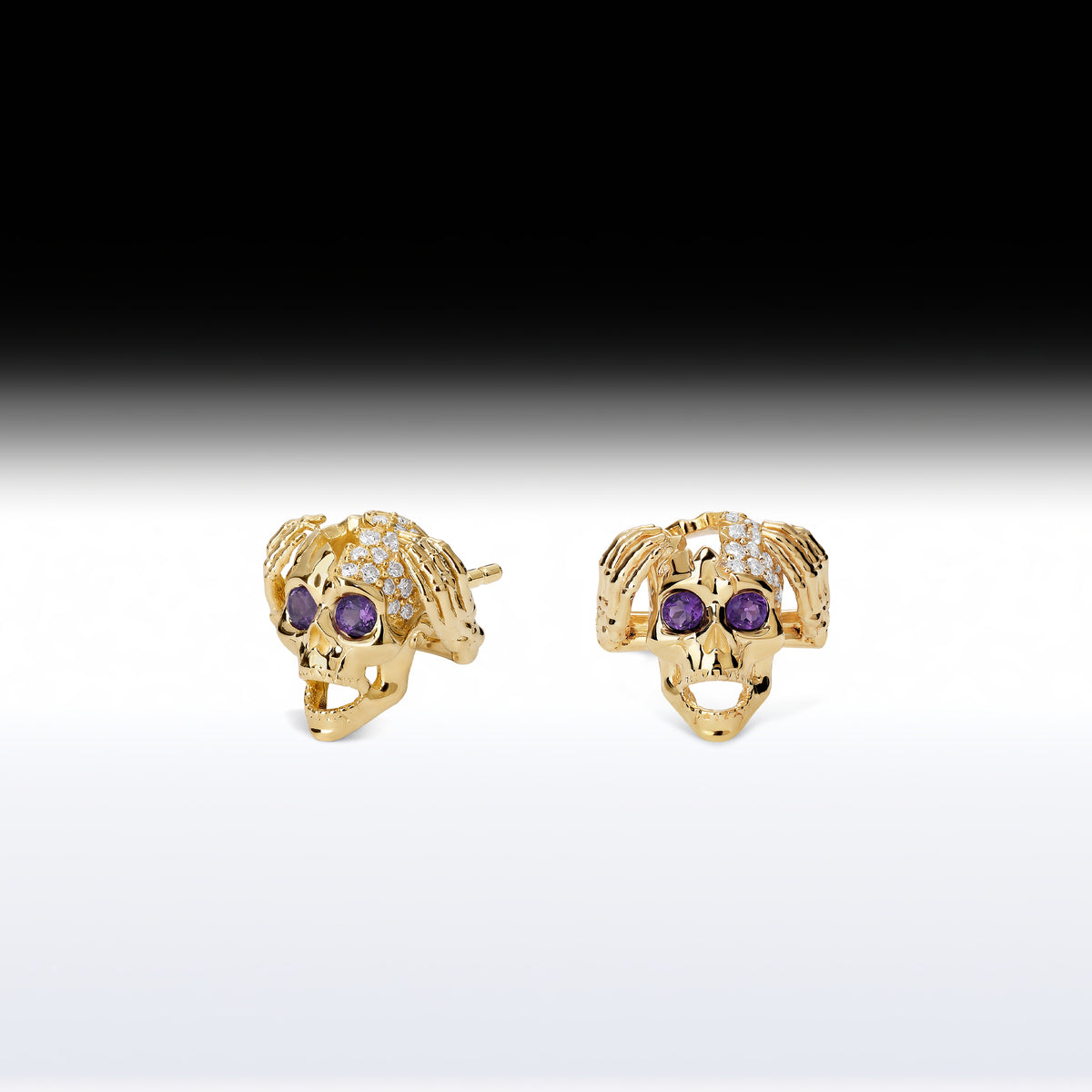 'Mind Blown Skull' - Memento Mori Skull Birthstone Earring