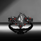 'The Fine Print' - Nature Inspired Pear Salt & Pepper Diamond Thorns & Roses Bridal Set with Twisted Vine Band