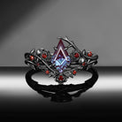 'The Fine Print' - Nature Inspired Kite Cut Lab Alexandrite Thorns & Roses Bridal Set with Twisted Vine Band