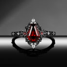 Celestial Ring - Sun-Inspired Coffin Cut Red Garnet Engagement Ring