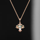 Maximalist Nature Inspired Half Moon Moss Agate + Coffin Moissanite Mushroom Necklace - 'Tree of Life'