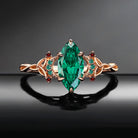Celtic Moon | Unique Marquise Cut Lab Emerald Twist Engagement Ring