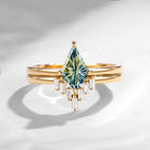 Classic Fantasy Cut Kite Shaped Natural Multi-Colored Sapphire Engagement Ring 2pcs