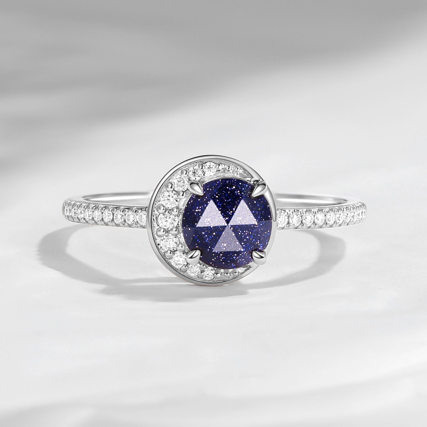 Crescent Moon | Unique Blue Sandstone 'Full Moon' Engagement Ring