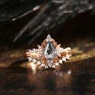 Crescent Moon | Coffin Cut Herkimer Diamond Infinity Engagement Ring Set 2pcs - Infinity Galaxy