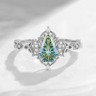 Crescent Moon | Unique Fantasy Carved Coffin Natural Multi-Colored Sapphire Celtic Engagement Ring