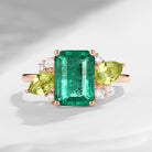 Art Deco Emerald Cut Natural Emerald Fairy Engagement Ring