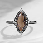 Vintage Inspired Marquise Smokey Quartz Engagement Ring