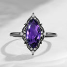 Vintage Inspired - 2.5ct 18K Marquise Cut Amethyst Engagement Ring