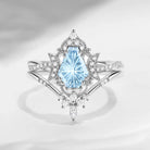 Crescent Moon | Infinity Fantasy Carved Coffin Natural Aquamarine twisted Engagement Ring - Alexandria