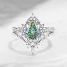 Crescent Moon | Infinity Fantasy Carved Coffin Natural Multi-Colored Sapphire Twisted Engagement Ring- Alexandria