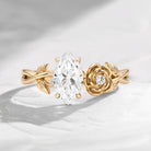 'Toi et Moi' - IGI Certified Marquise Lab Diamond Romantic Rose Flower Engagement Ring with Twisted Vine Band