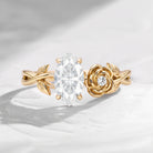 'Toi et Moi' - Nature Inspired Marquise Cut Moissanite Romantic Rose Flower Engagement Ring with Twisted Vine Band