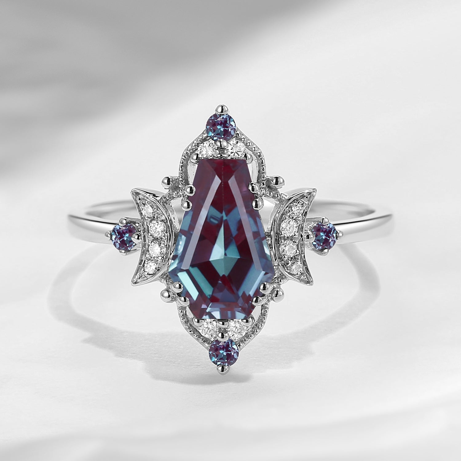 Crescent Moon｜Unique Coffin Lab Alexandrite 'Evermore' Engagement Ring