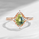 Vintage Style Fantasy Carved Pear Cut Natural Multi-Colored Sapphire Infinity Engagement Ring