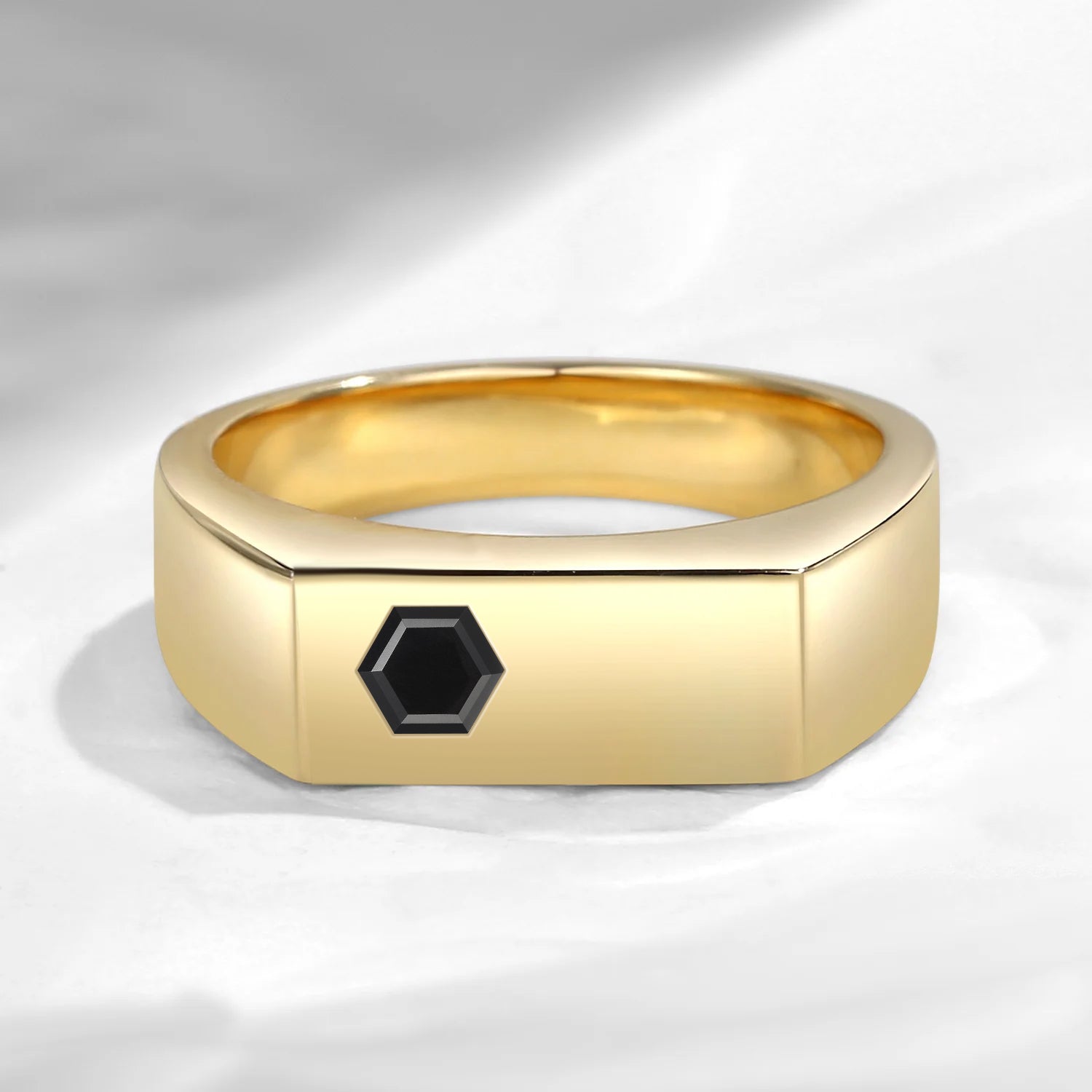 Unique Hexagon Black Moissanite Wedding Band For Men